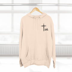 Faith Build Courage Fleece Hoodie — Inspirational Three-Panel Pullover