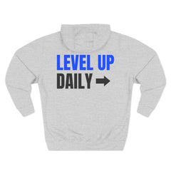Level Up Living "Level Up Daily" Hoodie — Three-Panel Fleece