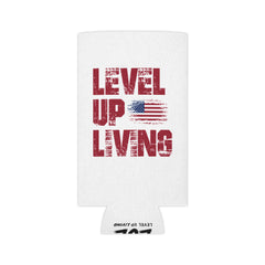 Can Cooler — "Level Up Living" American Flag Drink Koozie