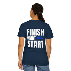 Motivational Tee — “Level Up Living / Finish What You Start” Inspirational Graphic T‑Shirt