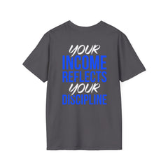 Motivational T-Shirt — “Level Up / Income Reflects Discipline” Inspirational Tee