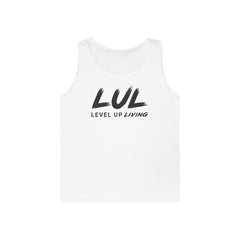 Motivational Tank Top — "LUL Level Up Living" / "Average Is A Choice"