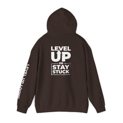 Level Up Hoodie — "Level Up or Stay Stuck" Motivational Pullover