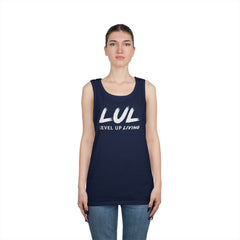 Motivational Fitness Tank Top — "LUL Level Up Living" | "Train Like It Matters Because It Does"