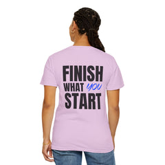 Motivational Tee — “Level Up Living / Finish What You Start” Inspirational Graphic T‑Shirt