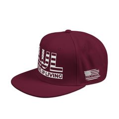 'Live Free' Distressed Flag Design - Embroidered Snapback Hat