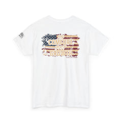 T-Shirt — 'No Comfort, Just Growth' Distressed American Flag Graphic Tee