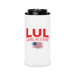 Can Cooler — LUL "Level Up Living" American Flag Drink Koozie