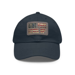 Leather Patch Dad Hat — 'Live Free' Vintage American Flag Baseball Cap