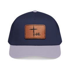 Leather Patch Baseball Cap — Cross & LUL Logo Mid-Profile Hat