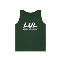 Motivational Tank Top — "LUL Level Up Living" / "Average Is A Choice"