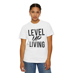 Motivational Tee — “Level Up Living / Finish What You Start” Inspirational Graphic T‑Shirt