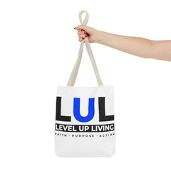 Level Up Living Tote Bag — 'LUL' Inspirational Canvas Tote (Faith · Purpose · Action)