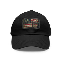Leather Patch Dad Hat — 'Live Free' Vintage American Flag Baseball Cap