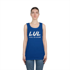 Motivational Fitness Tank Top — "LUL Level Up Living" | "Train Like It Matters Because It Does"