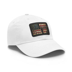 Leather Patch Dad Hat — 'Live Free' Vintage American Flag Baseball Cap