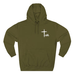 Faith Build Courage Fleece Hoodie — Inspirational Three-Panel Pullover