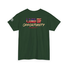 T-Shirt — "Land of Opportunity" Graphic Tee (Front Logo & Back Print)