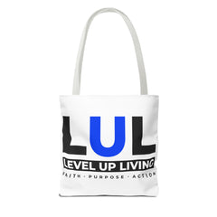 Level Up Living Tote Bag — 'LUL' Inspirational Canvas Tote (Faith · Purpose · Action)