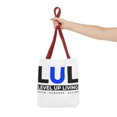 Level Up Living Tote Bag — 'LUL' Inspirational Canvas Tote (Faith · Purpose · Action)