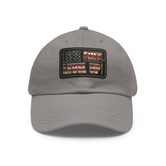 Leather Patch Dad Hat — 'Live Free' Vintage American Flag Baseball Cap