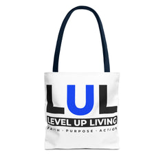 Level Up Living Tote Bag — 'LUL' Inspirational Canvas Tote (Faith · Purpose · Action)