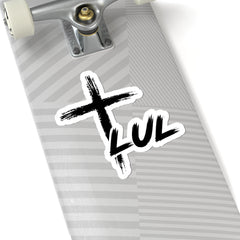 Cross Brushstroke "LUL" Kiss-Cut Sticker — Minimal Christian-Inspired Laptop Decal