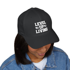 Level Up Living Embroidered Cap — Patriotic American Flag Dad Hat