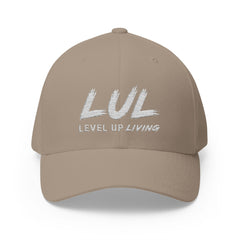Level Up Living Embroidered Cross Cap — Faith Flex-Fit Closed-Back