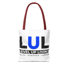 Level Up Living Tote Bag — 'LUL' Inspirational Canvas Tote (Faith · Purpose · Action)