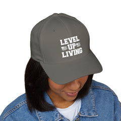 Level Up Living Embroidered Cap — Patriotic American Flag Dad Hat
