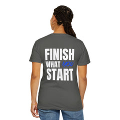 Motivational Tee — “Level Up Living / Finish What You Start” Inspirational Graphic T‑Shirt