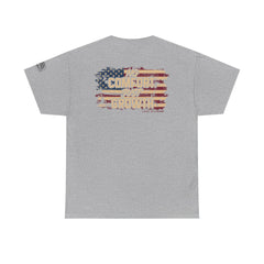 T-Shirt — 'No Comfort, Just Growth' Distressed American Flag Graphic Tee