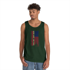 American Flag Distressed Tank Top – Vertical Vintage USA Stripes