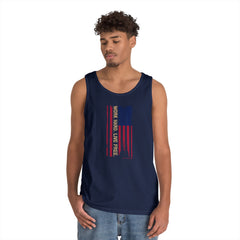 American Flag Distressed Tank Top – Vertical Vintage USA Stripes