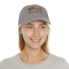Leather Patch Dad Hat — 'Live Free' Vintage American Flag Baseball Cap