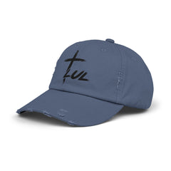 Distressed Cross Cap — "LUL" Script Christian Baseball Hat