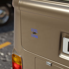 Level Up Living Die-Cut Sticker — Bold Blue & Brush Script Outdoor Decal