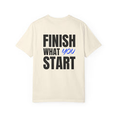 Motivational Tee — “Level Up Living / Finish What You Start” Inspirational Graphic T‑Shirt