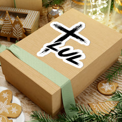 Cross Brushstroke "LUL" Kiss-Cut Sticker — Minimal Christian-Inspired Laptop Decal