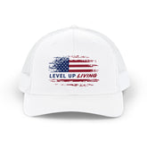 Level Up Living American Flag Snapback Trucker Cap