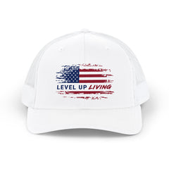 Level Up Living American Flag Snapback Trucker Cap