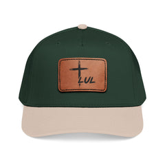 Leather Patch Baseball Cap — Cross & LUL Logo Mid-Profile Hat