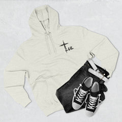 Faith Build Courage Fleece Hoodie — Inspirational Three-Panel Pullover