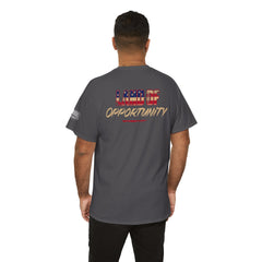 T-Shirt — "Land of Opportunity" Graphic Tee (Front Logo & Back Print)
