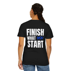 Motivational Tee — “Level Up Living / Finish What You Start” Inspirational Graphic T‑Shirt