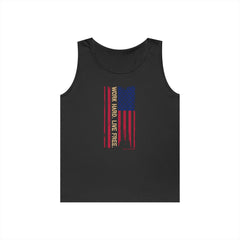 American Flag Distressed Tank Top – Vertical Vintage USA Stripes
