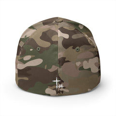 Level Up Living Embroidered Cross Cap — Faith Flex-Fit Closed-Back