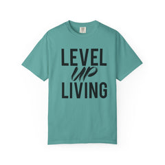 Motivational Tee — “Level Up Living / Finish What You Start” Inspirational Graphic T‑Shirt