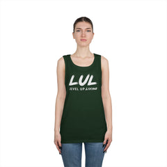 Motivational Fitness Tank Top — "LUL Level Up Living" | "Train Like It Matters Because It Does"